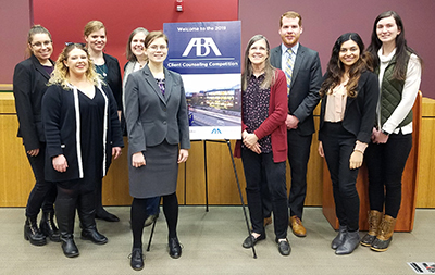 ADR Team and volunteers at 2019 Regional ABA Client Counseling Competition
